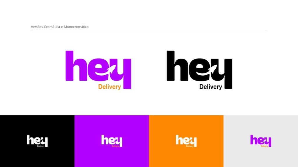 Variação cromática e monocromática desenvolvida pela Agência AO4 para a Hey Delivery.